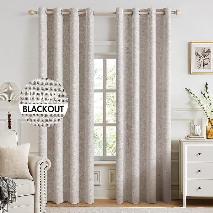 MIULEE 100% Blackout Linen Curtains by MIULEE