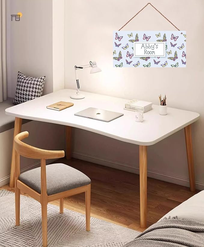 Personalized Sign Colorful Butterfly Wall Art Decor For Kids Room Custom Name Cartoon Door Décor For Little Man Cave,Lovely Nursery Art Plate For Girls Bedroom Boys Room