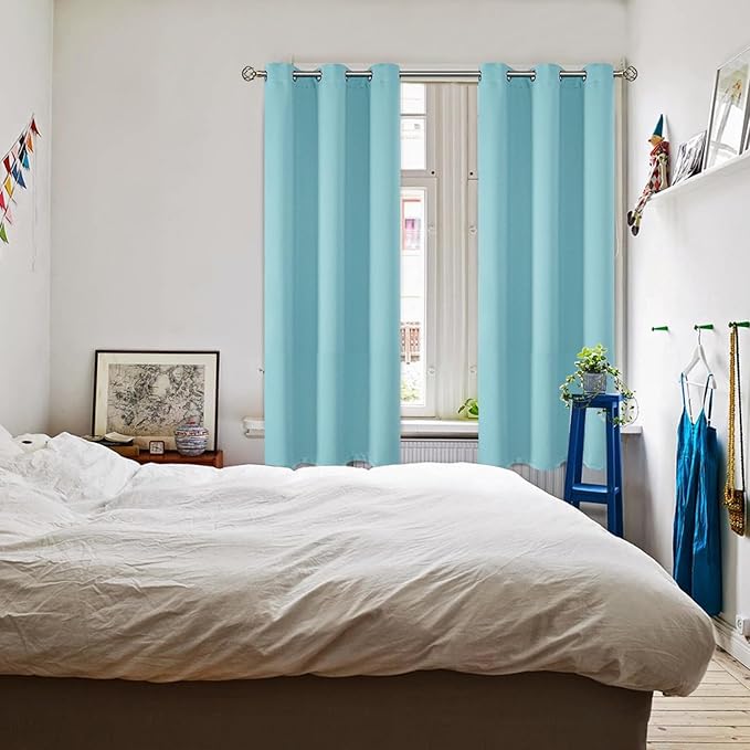 BGment Blackout Curtains - Grommet Thermal Insulated Room Darkening Bedroom and Living Room Curtains, Set of 2 Panels (42 x 72 Inch, Baby Blue)