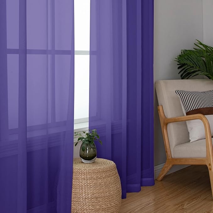 Chyhomenyc Purple Sheer Curtains 84 Inches Long - Image 4