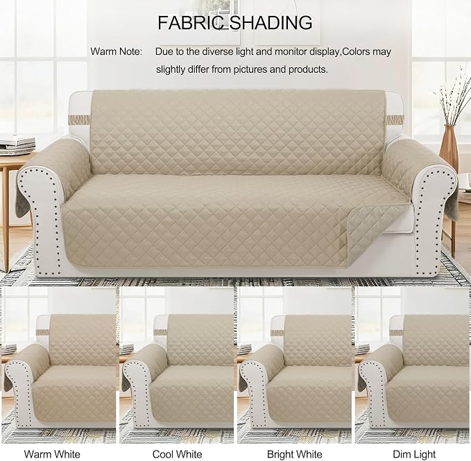 Reversible Recliner Chair Covers, Sand/Beige | Chair Covers - Image 8