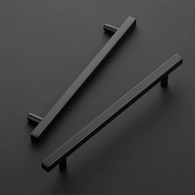 Ravinte Black Cabinet Handles 25 Pack 8 inch Matte Black Square Cabinet Pulls Kitchen Hardware 11 inch Overall Length Kitchen Drawer Pulls