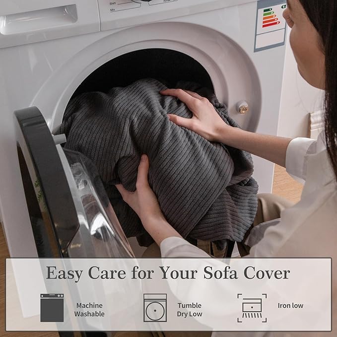 OHSIO Sectional Couch Covers, Wear Resistant Stretch Sofa Covers Washable Soft - Image 6