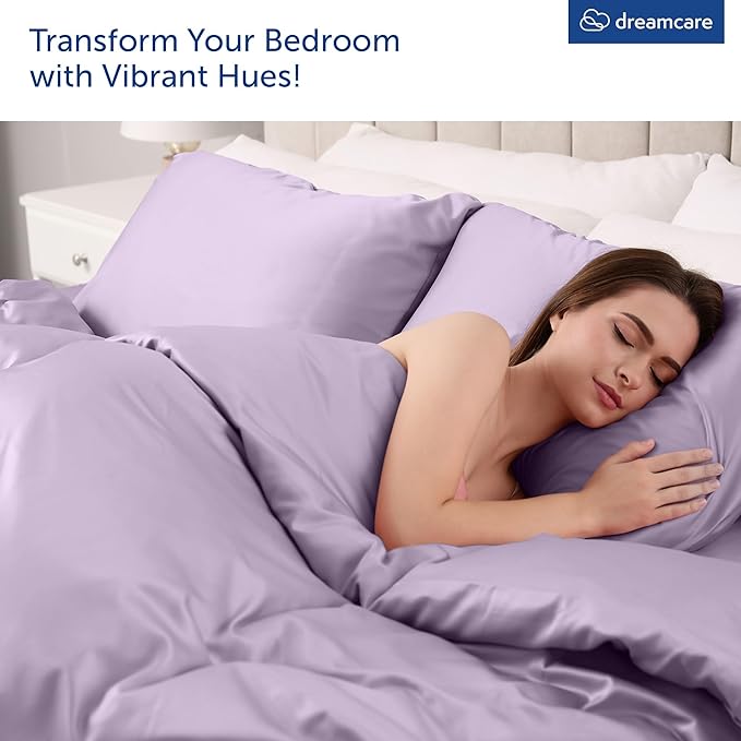 DREAMCARE King Size Sheets Set – 6 pcs Cooling Bed Sheets – up to 15” Deep Pocket King Sheet Set – 2500 Supreme Collection – Extra Soft 100% Brushed Microfiber Hotel Luxury with Side Pocket – Lavender
