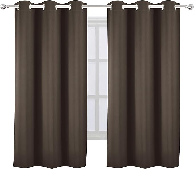 Chocolate Brown Blackout Curtains 40 x 63 Inch Length/Set of 2 Curtain - Image 2