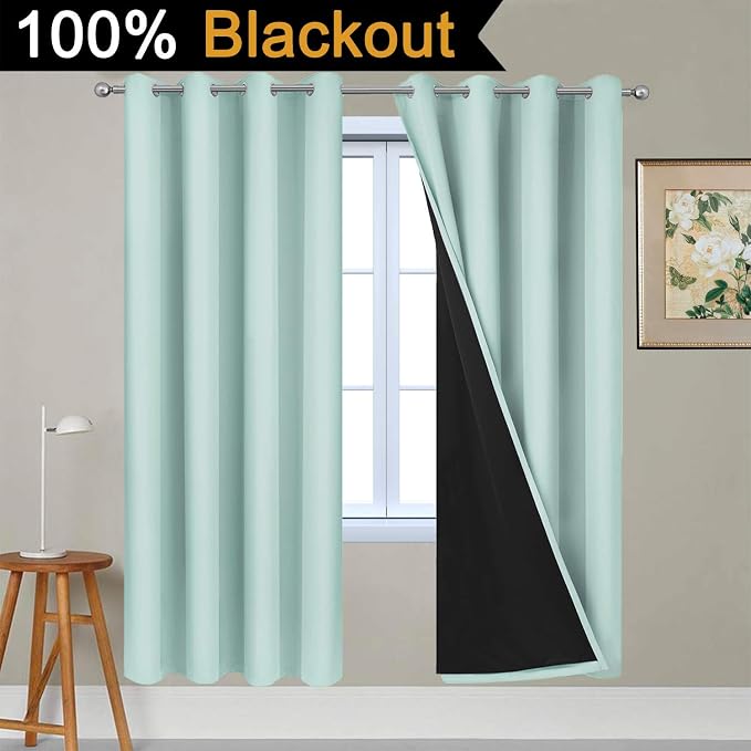 Yakamok Aqua 100% Blackout Curtains 72 Inches Long - Image 2