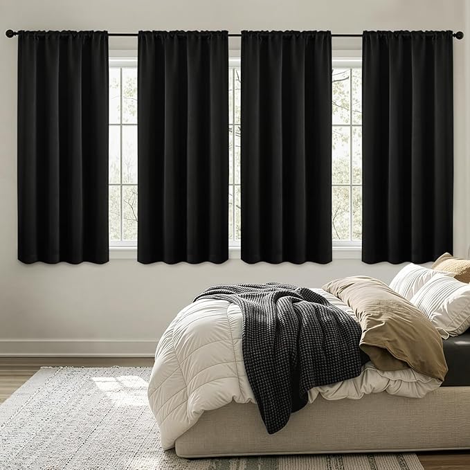 MIULEE Black Blackout Curtains 4 Panels Set 72 Inch Length Bedroom | Thermal by MIULEE