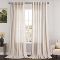 Beige Linen Curtains 90 Inches Long by Nanspring