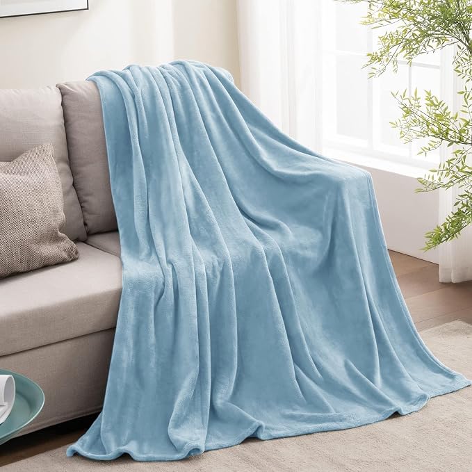 BEDELITE Fleece Blanket Soft Plush Twin Size Blanket Washed Blue 60"x80" | - Image 9