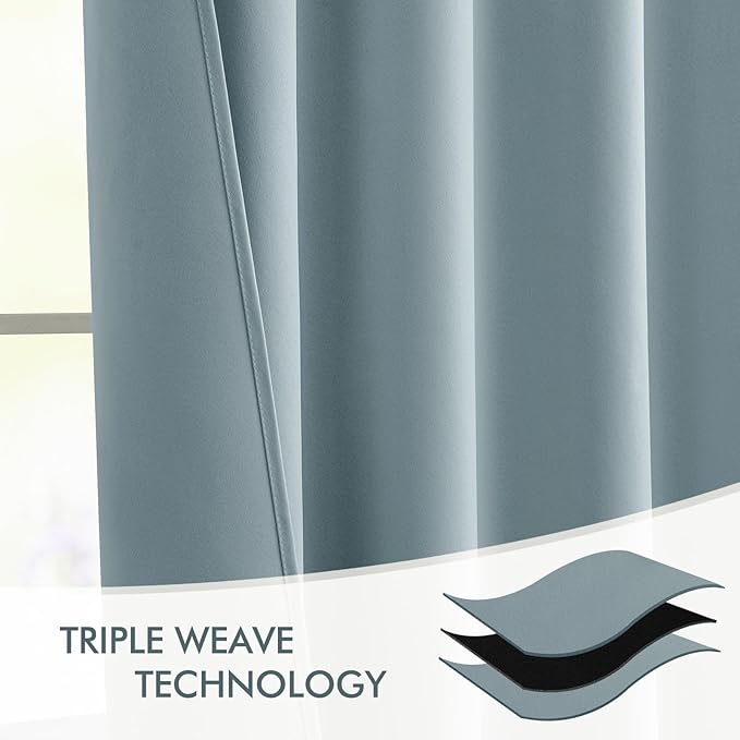 MIULEE Slate Blue Back Tab Blackout Curtains 52x108 Inch Long 2 Panels Set | - Image 7