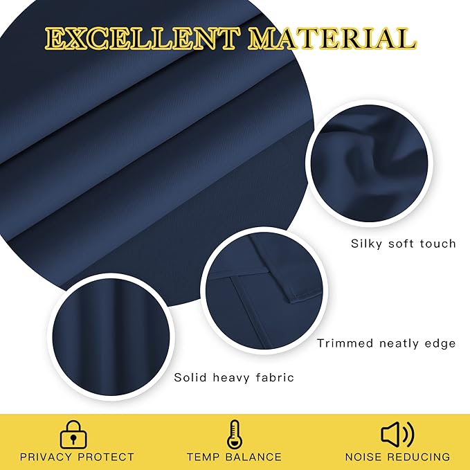 NICETOWN Navy Blue Blackout Window Curtain - Image 5