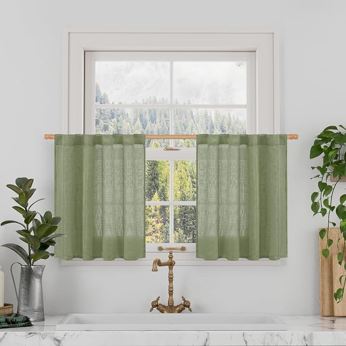 Small Window Semi Sheer Linen Curtains by LAMIT