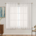 Ivory Sheer Curtains 63 Inches Long 2 Panels Set, Light Filtering Sheer Curtains by OVZME