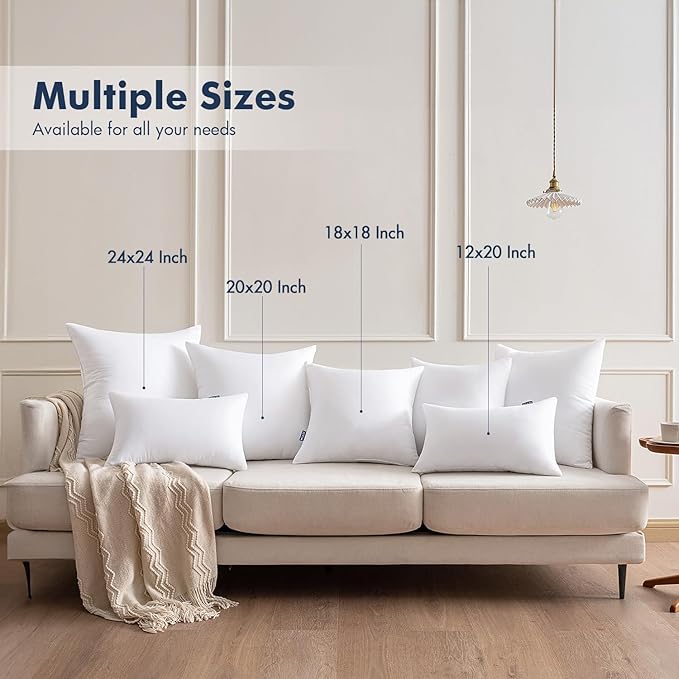 MIULEE 24x24 Euro Pillow Inserts 2 Pack, Throw Pillows - Image 9