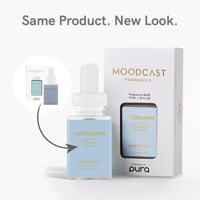 Pura & Moodcast Home Scent Refill - Smart Home Air Diffuser - Up to 120-Hours of Luxury Fragrance per Refill - Home Essential - Clean & Safe Diffuser Fragrance - 2 Pack, Daydreamer
