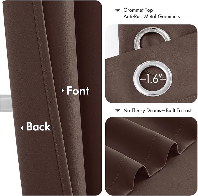 MIULEE Blackout Curtains for Bedroom 2 Panels 40 x 63 Inch Long Dark Brown | - Image 4