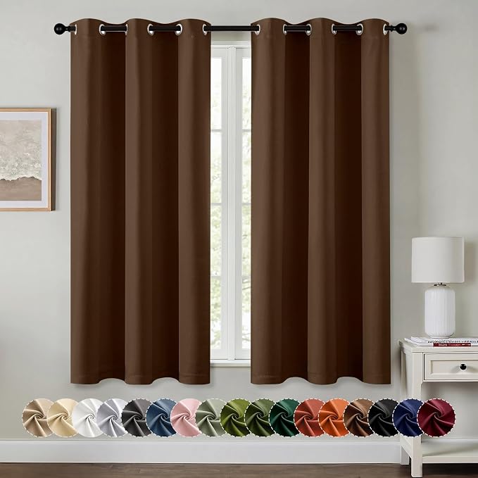 MIULEE Blackout Curtains for Bedroom 2 Panels 40 x 54 Inch Long Brown | Thermal by MIULEE