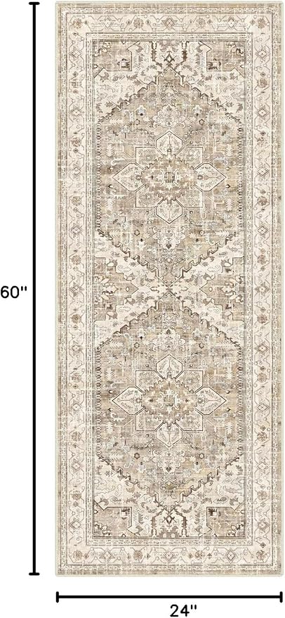Yamaziot Washable Runner Rug, 2x5 Non-Slip Boho Vintage Hallway Kitchen Rug | - Image 2