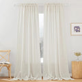 RYB HOME Semi Sheer Curtains 102 inches Long, Light Filtering Half Privacy Durable Window Curtains & Drapes for Bedroom Living Room, Linen, W 52 x L 102 inches, 2 Panels Set