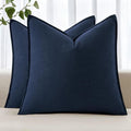MIULEE Decorative Linen Pillow Covers 26x26 Inch Navy Blue | Boho Farmhouse​ by MIULEE