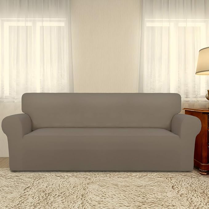 PureFit Stretch Couch Covers for Sofa Large Sofa Slipcovers Natural | 1-Piece - Image 2