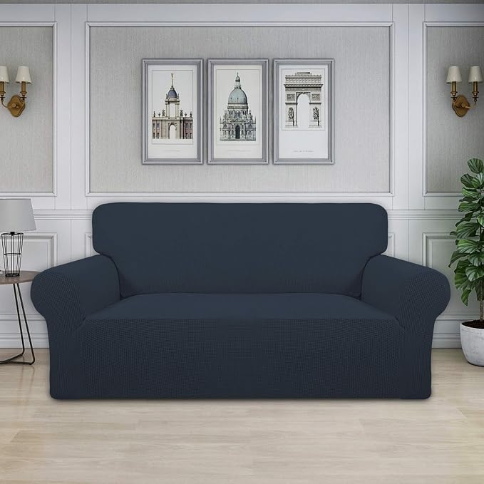 Easy-Going Stretch Oversized Loveseat Couch Covers Washable Dark Blue | 1-Piece - Image 2