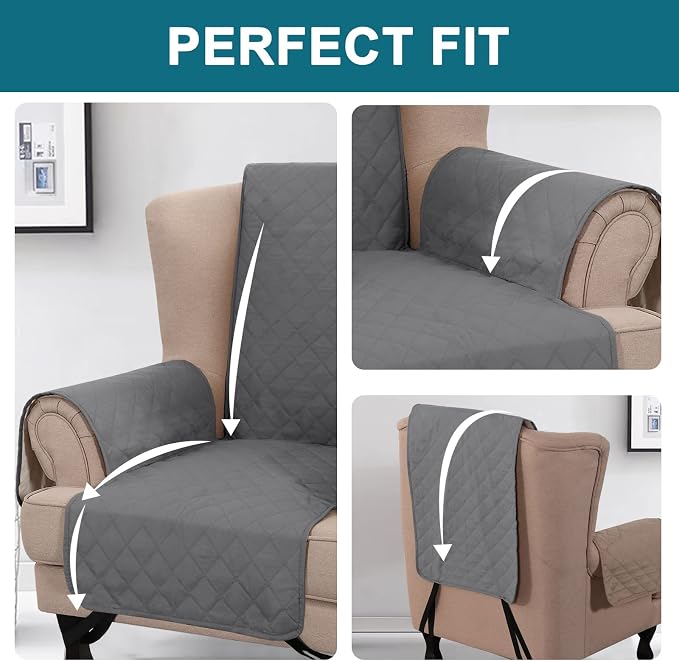 Turquoize 100% Waterproof Wing Chair Cover Wing Armchair Slipcovers Chair Couch - Image 5
