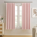 Pinch Pleated Pink Blackout Curtains 63 Inches Long, Sound & Light Reducing by KEQIAOSUOCAI