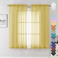 Yellow Sheer Curtains 63 Inch Length 2 Panels, Light Filtering Voile Curtain by Lecloud