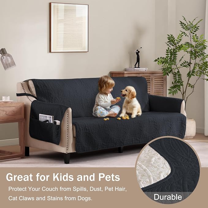Water Repellent Loveseat Cover for 2 Cushion Couch, Machine Washable Love Seat - Image 3