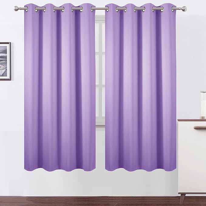 Lavender Thermal Blackout Curtains/52 x 72 Inch/Set of 2 Panels Room Darkening by Lemomo