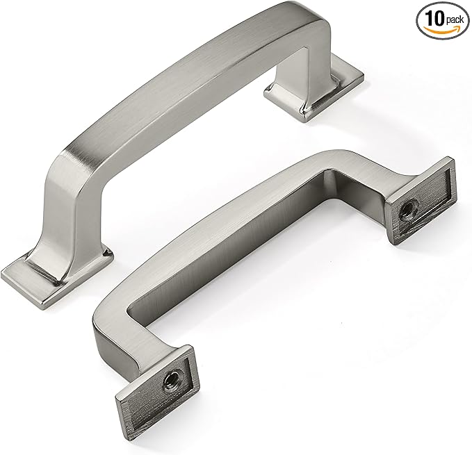 khtuMealware 10 Pack 3 Inch Cupboard Handles - Brushed Satin Nickel Cabinet Pulls & Drawer Handles