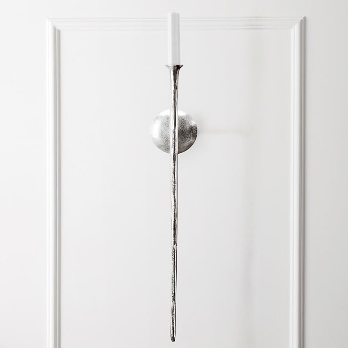 Z Gallerie Aspar Wall Sconce Long Candle Holders in Silver Finish, Retro Chic Wall Decor for Living Room, Dining Room & Bathroom, Vintage Candle Wall Sconce with Timeless Appeal(Candles not Included)