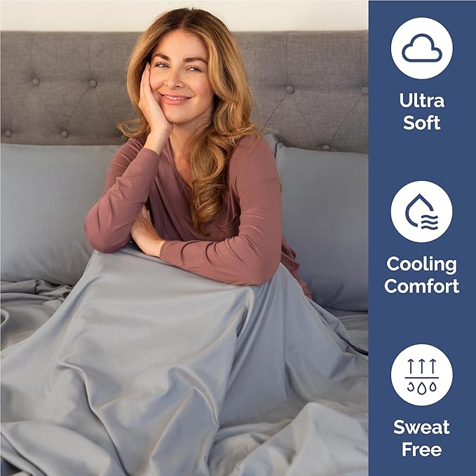Full 6 Piece Sheet Set - Comfy Breathable & Cooling - Ultra-Soft Hotel Luxury Bedding Set with 8-16 Inch Deep Pockets - 1 Flat & 1 Fitted Sheet & 4 Pillowcases - Wrinkle Free & Easy Care - Steel Blue