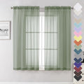 Sage Green Sheer Curtains 63 Inch Long 2 Panels, Elegant Voile Drapes by Lecloud