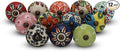 Ceramic Cabinet knobs for Drawers 12 Piece Multicolor Cupboard Door Knob Furniture Pull Handles for Kitchen, Wardrobes Boho Home Interior Decor - Pack of 12