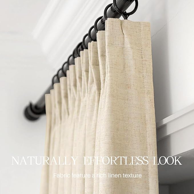 Pinch Pleated Linen Curtains 100% Blackout 84 Inches Long - Image 5