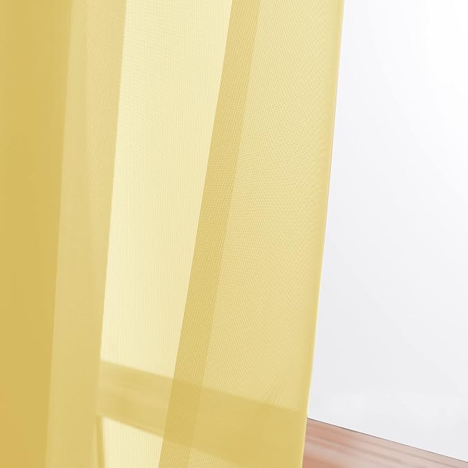 Sheer Curtains 63 inch Length 2 Panels Set, Ivory Sheer Cutains Short Curtains - Image 3