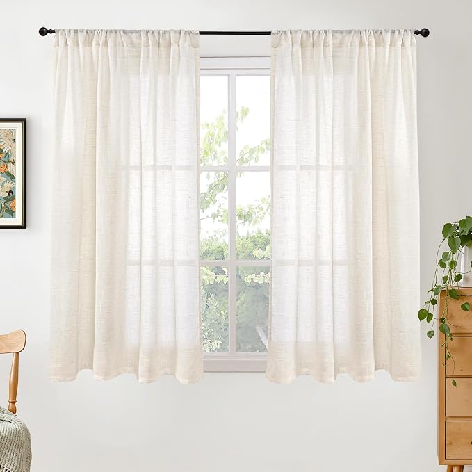 BGment Beige Linen Curtains 48 Inch Length by BGment
