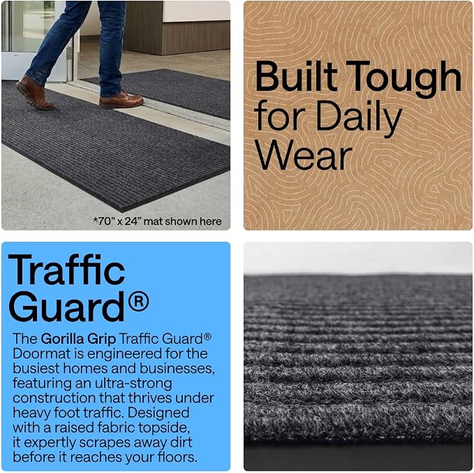 GORILLA GRIP Waterproof Traffic Guard Door Mat, 2 Pack Indoor Outdoor Durable - Image 3