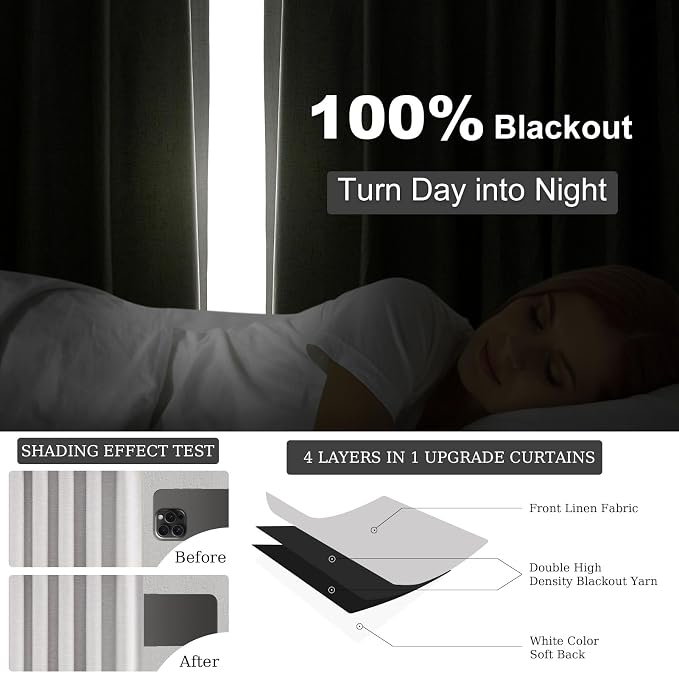 Topfinel 94 Inches Long Custom Ceiling Grey Blackout Urtains, Modern Light - Image 6
