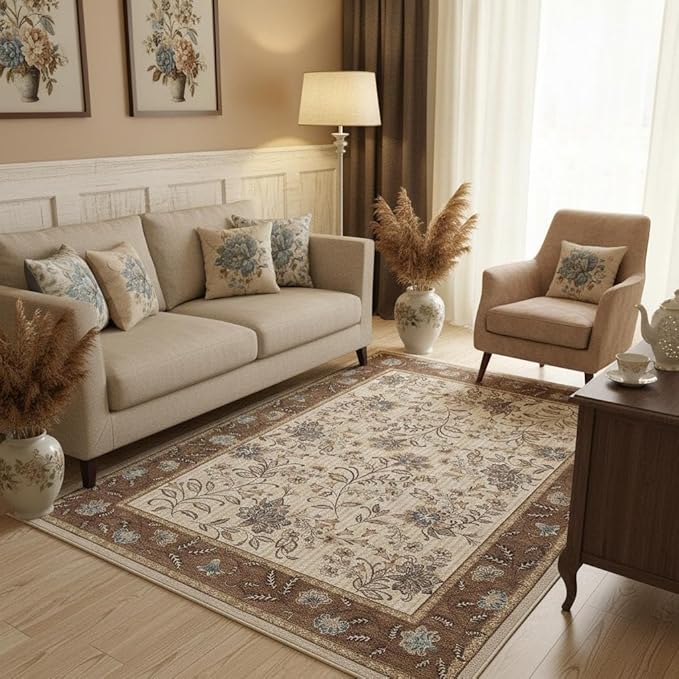 GarveeHome 5x7 Area Rug Brown Washable Rugs by GarveeHome