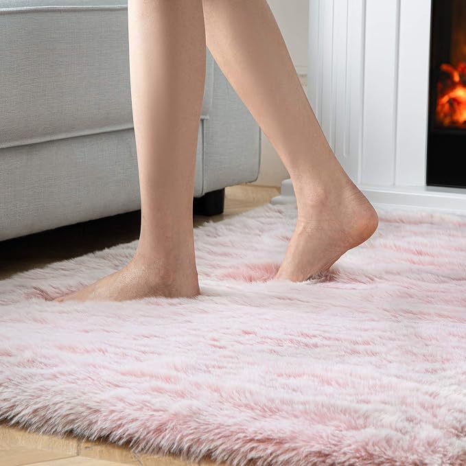 Ashler Faux Fox Fur Rug, 3x5 FT Rectangle Rug, Ultra Soft Shaggy Area Rugs - Image 4