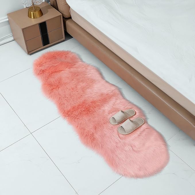 linmopm Faux Fur Sheepskin Rug, 2x6 ft Runner | Shag Fluffy Fuzzy, High-Density - Image 3