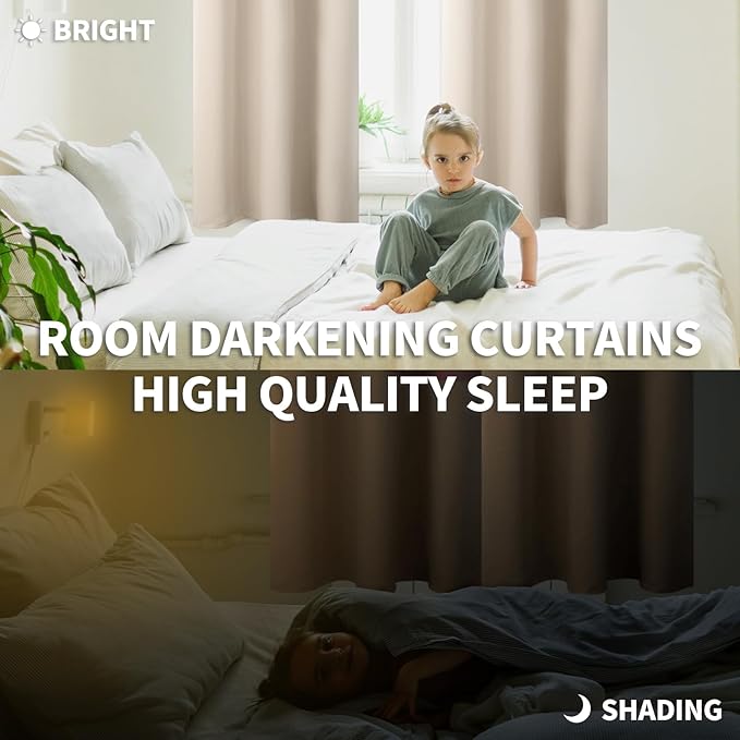 BGment Blackout Curtains - Grommet Thermal Insulated Room Darkening Bedroom and Living Room Curtains, Set of 2 Panels (55 x 96 Inch, Champagne)