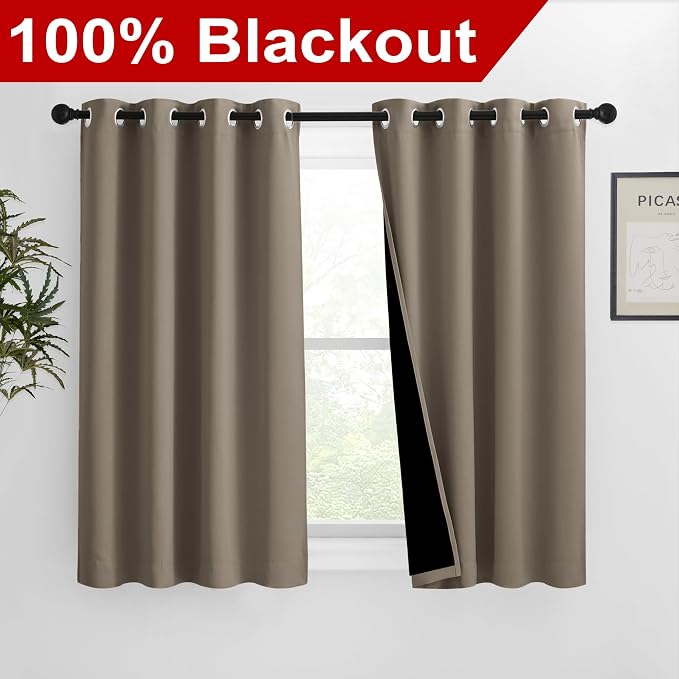 NICETOWN 100% Blackout Blinds, 46 inches x 45 inches, Laundry Room Decor Window - Image 2