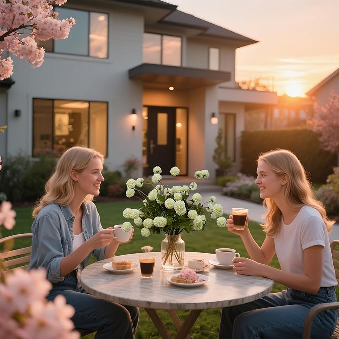 10 Stems Fake Flowers +Eucalyptus Stems Realistic Artificial Flowers Branches for Vase Milky White kiku Flowers Floral Arrangements Mum Boho Bridal Bouquet Silk for Home Decoration Indoor