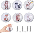 6pcs 1.5" 6 Pack Cute Nursery Kids Animals Ceramics Dresser Drawer Pulls Unique Decorative Cabinet Knobs (Rabbit)