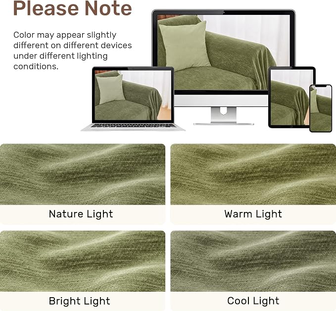 2 Pieces Sectional Couch Covers L Shaped Cover XXXL Green | Thick Washable - Image 8