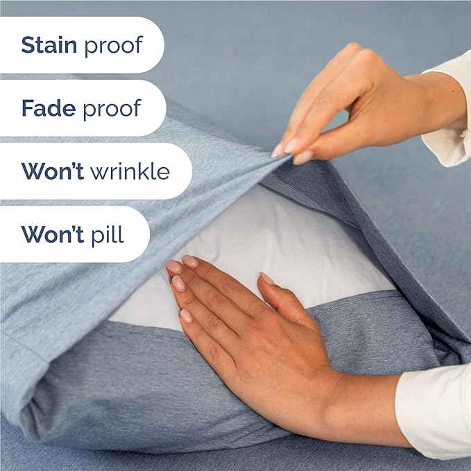 Twin XL 4 Piece Sheet Set - Comfy Breathable & Cooling - Soft Hotel Luxury Bedding Set with 8-16 Inch Deep Pockets - 1 Flat & 1 Fitted Sheet & 2 Pillowcases - Wrinkle Free & Easy Care - Heathered Blue
